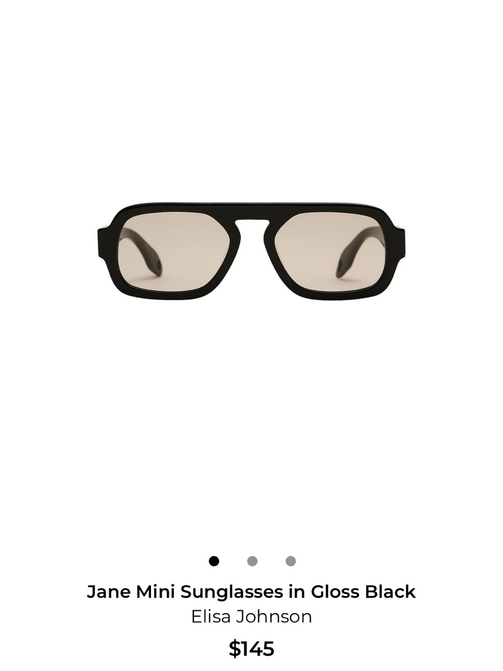 Elisa Johnson Jane Mini Sunglasses in Gloss Black